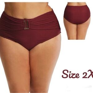 Time and Tru Women's Belted U-Trim Bikini Swimwear Bottom Size 2X (20W-22W)